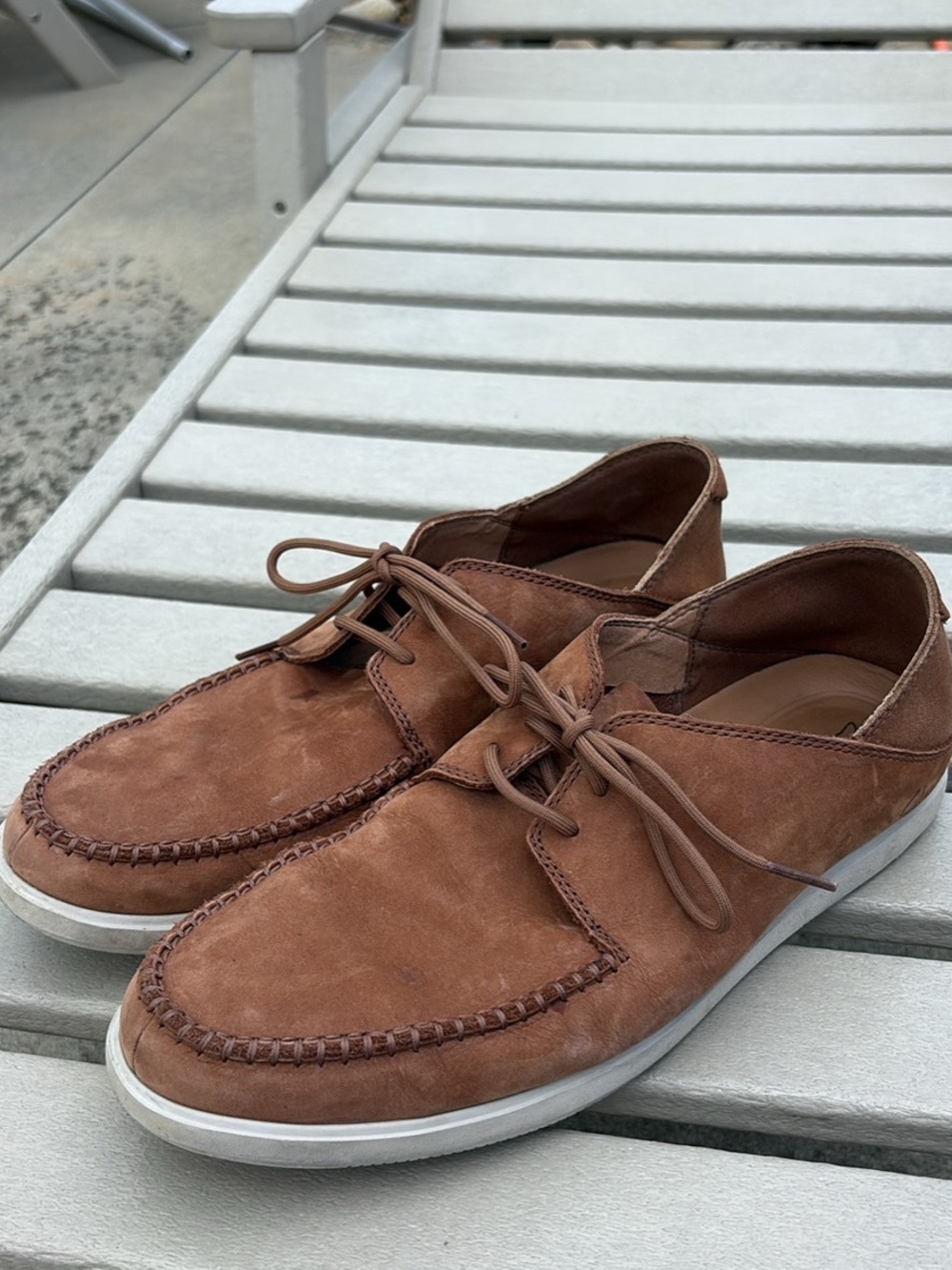 Clarks Brown Suede Lace-Top Slip-On Loafers